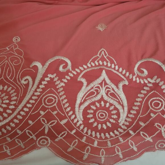 Nurture Dress S Midi V Neck Dark Peach Flowing Lined Embroidery Empire Baby Doll - Picture 6 of 12